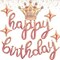 Rose Gold Happy Birthday Balloons Banner 18 Inch Script/Cursive Foil Mylar Letter Balloon Sign with Crown, Star Balloons Birthday Party Decoration Party Supplies for Women Men Boys Girls